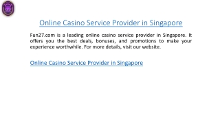 Online Casino Service Provider in Singapore  Fun27.com