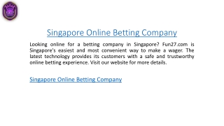 Singapore Online Betting Company  Fun27.com