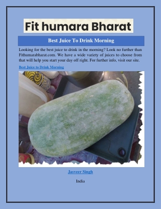 Best Juice To Drink Morning  Fithumarabharat