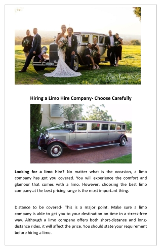 Hiring a Limo Hire Company- Choose Carefully