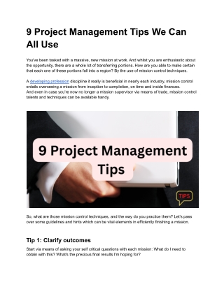 9 Project Management Tips We Can All Use