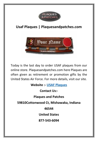 Usaf Plaques | Plaquesandpatches.com