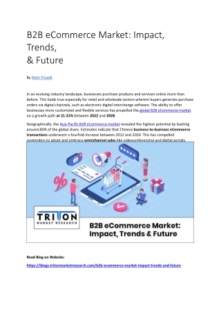 B2B eCommerce Market: Impact, Trends, & Future