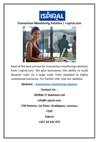 Transaction Monitoring Solution | I-spiral.com