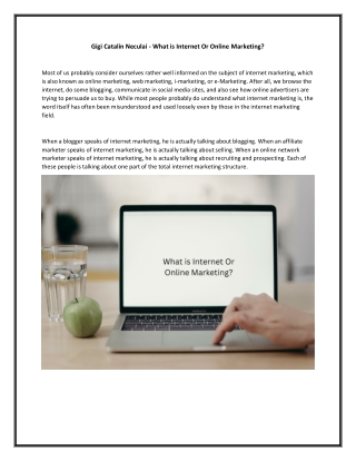 Gigi Catalin Neculai - What is Internet Or Online Marketing