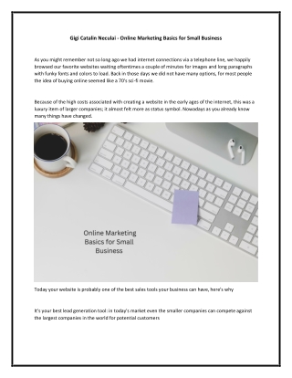 Gigi Catalin Neculai - Online Marketing Basics for Small Business