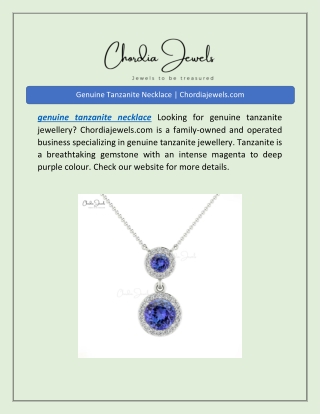 Genuine Tanzanite Necklace | Chordiajewels.com