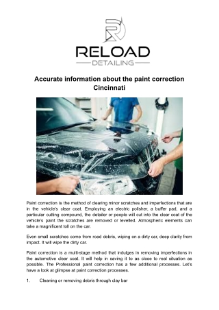 Accurate information about the paint correction Cincinnati