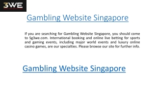 Gambling Website Singapore | Sg3we.com