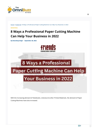 8 Ways a Professional Paper Cutting Machine Can Help Your Business in 2022