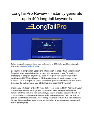 LongTailPro Review - SEO Platform Help to Rank on SERP - Read More