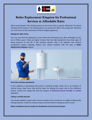 Boiler Replacement Kingston for Professional Services at Affordable Rates