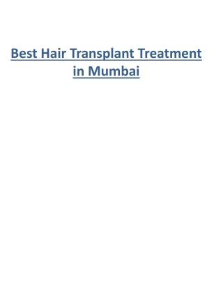 Best Hair Transplant Treatment in Mumbai