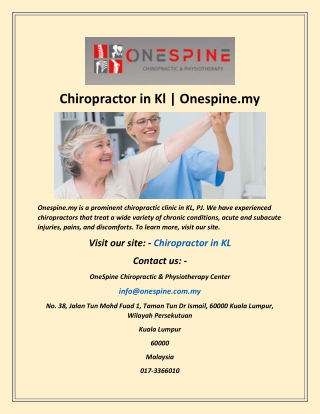 Chiropractor in Kl  Onespine my