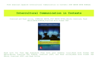 Free download [epub]$$ Intercultural Communication in Contexts {PDF EBOOK EPUB KINDLE}