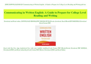 [PDF] DOWNLOAD READ Communicating in Written English A Guide to Prepare for College Level Reading and Writing pdf free