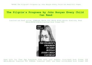 EPUB$ The Pilgrim's Progress by John Bunyan Every Child Can Read Full Pages