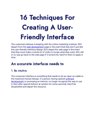 16 Techniques For Creating A User-Friendly Interface