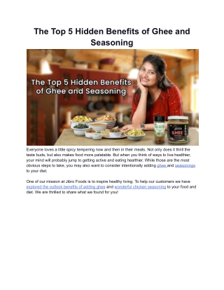 The Top 5 Hidden Benefits of Ghee and Seasoning