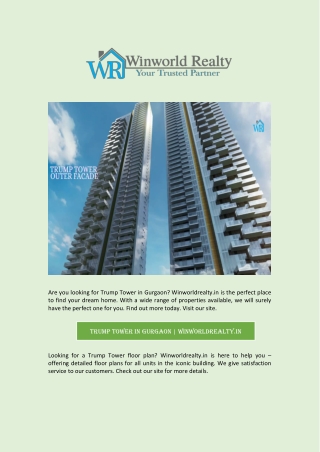 Trump Tower In Gurgaon | Winworldrealty.in