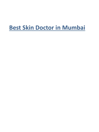 Best Skin Doctor in Mumbai