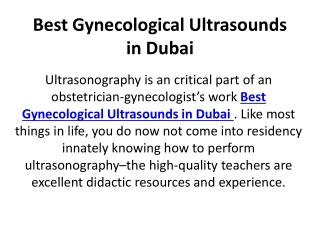 Best Gynecological Ultrasounds in Dubai