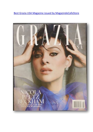 Best Grazia USA Magazine issued by MagazindeCafeStore