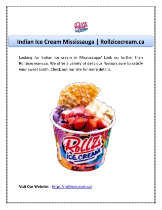Indian Ice Cream Mississauga | Rollzicecream.ca
