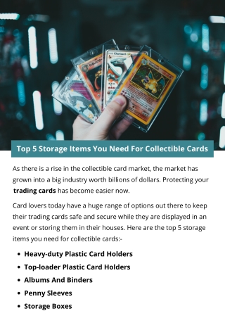 Top 5 Storage Items You Need For Collectible Cards