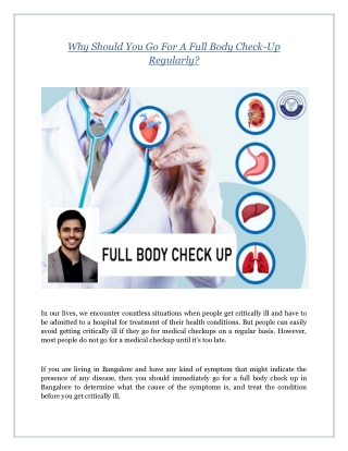 Why Should You Go For A Full Body Check?