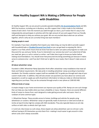 How Healthy Support WA is Making a Difference for People with Disabilities