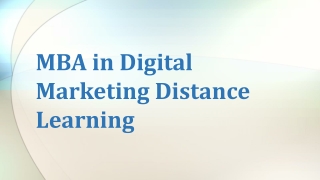 MBA in Digital Marketing Distance Learning
