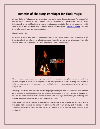 Benefits of choosing astrologer for black magic