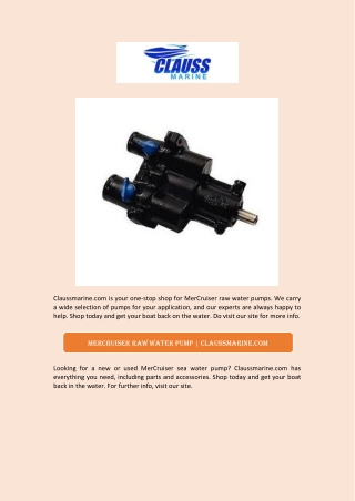 Mercruiser Raw Water Pump | Claussmarine.com