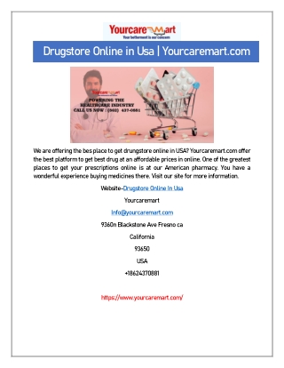 Drugstore Online in Usa | Yourcaremart.com