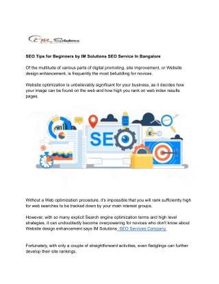 SEO Tips for Beginners by IM Solutions SEO Service In Bangalore