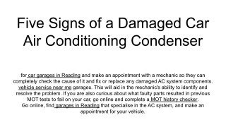 Five Signs of a Damaged Car Air Conditioning Condenser