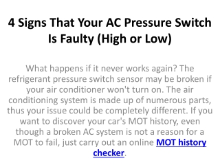 4 Signs That Your AC Pressure Switch Is Faulty (High or Low)