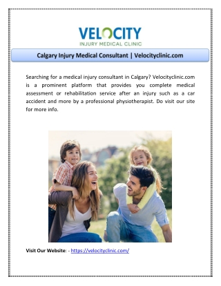 Calgary Injury Medical Consultant | Velocityclinic.com