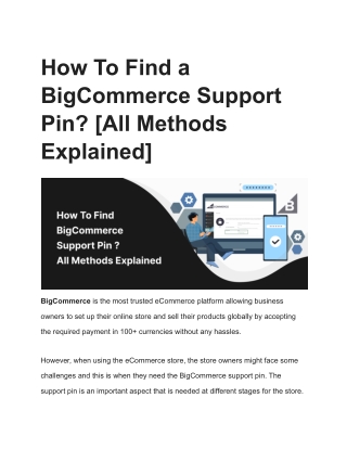 How To Find a BigCommerce Support Pin