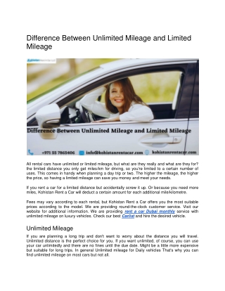 Difference Between Unlimited Mileage and Limited Mileage