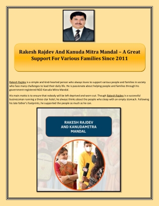 Rakesh Rajdev And Kanuda Mitra Mandal A Great Support For Various Families Since 2011