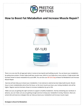 How to Boost Fat Metabolism and Increase Muscle Repair