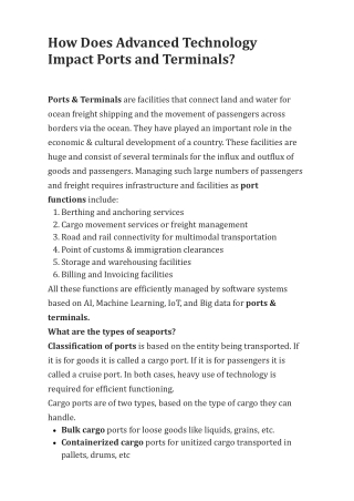 How Does Advanced Technology Impact Ports and Terminals