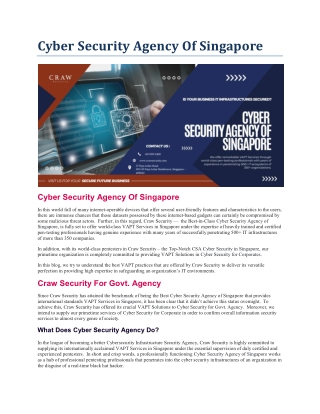 Cyber Security Agency Of Singapore