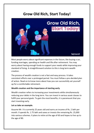 Grow Old Rich, Start Today!