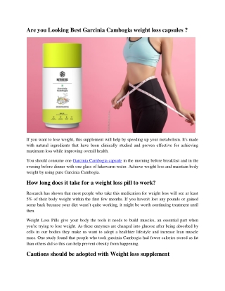 Are you Looking Best Garcinia Cambogia weight loss capsules