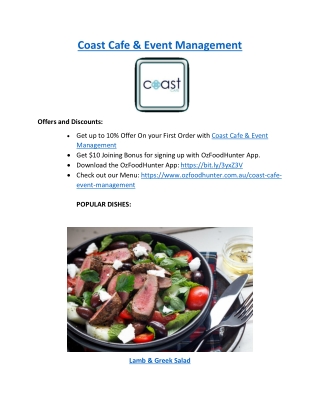 Up to 10% offer - Order now Coast Cafe & Event Management