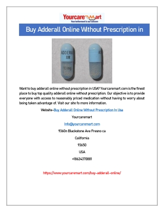 Buy Adderall Online Without Prescription in Usa | Yourcaremart.com