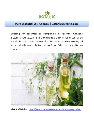 Pure Essential Oils Canada | Botanicuniverse.com